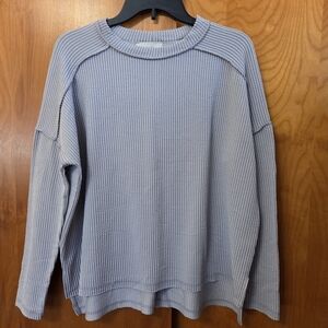Zenana Outfitters Men's Ribbed Gray Crewneck Sweater